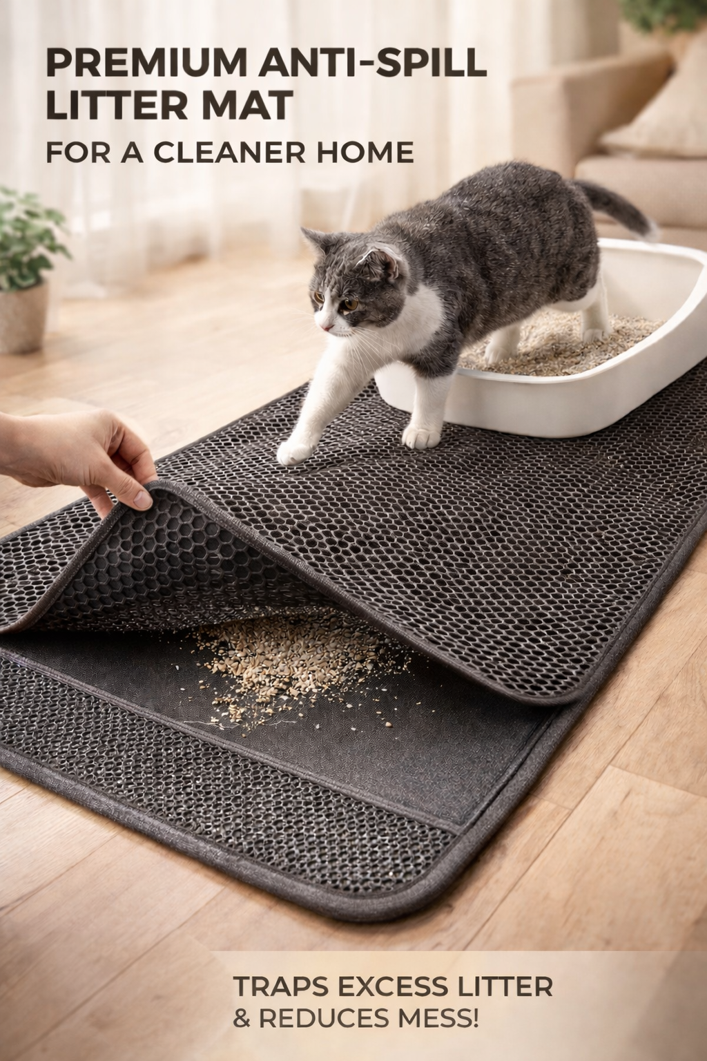 PurrGuard™ – Premium Anti‑Spill Litter Mat for a Cleaner Home